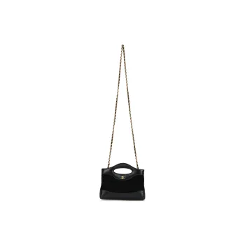 CHANEL Lambskin Suede Shoulder Bag, Crossbody Bag, Handbag Women's Black