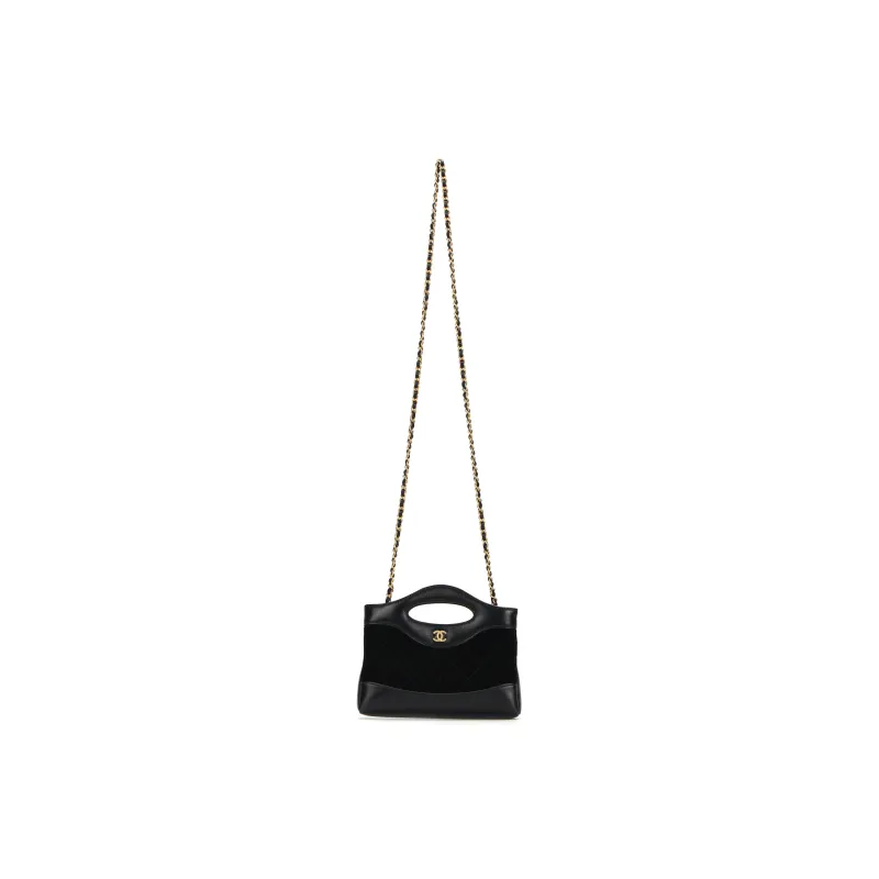 CHANEL Lambskin Suede Shoulder Bag, Crossbody Bag, Handbag Women's Black-0