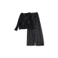 8321.4# Three-Piece Set, Black Camisole+Black Coat+Polka Dot Black Pants