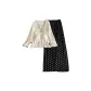 8321.4# Three-Piece Set, White Camisole+White Coat+Polka Dot Black Pants