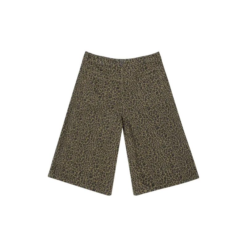 JHYQ Casual Shorts Unisex Leopard Print Green-3