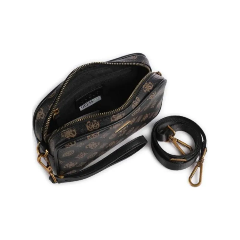 GUESS Polyurethane Makeup Bag Women's Brown & Black-3