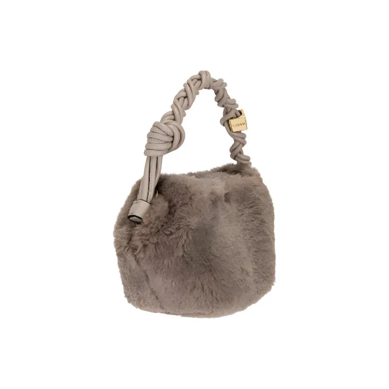 GANNI Recycled Polyester Shoulder Bag, Crossbody Bag, Handbag Mini Women's Oyster Gray-3