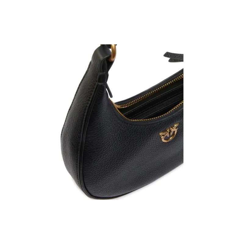 PINKO Cow Leather Shoulder Bag Handbag Shoulder Bag Small Size Women's Black-4