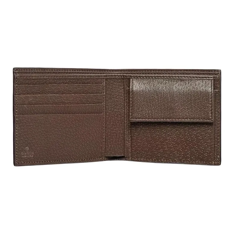 GUCCI Canvas Coin Purse Women's Beige & Dark Brown-1