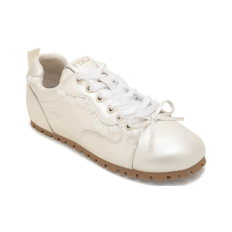 TTKJ Non-slip Lightweight Low-Top Casual Shoes Women's Pearl White-5
