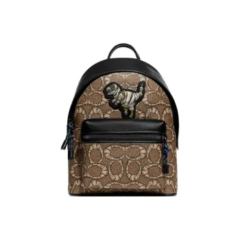 COACH X MBJ Charter Leather Backpack Medium Size Men's Brown & Black
