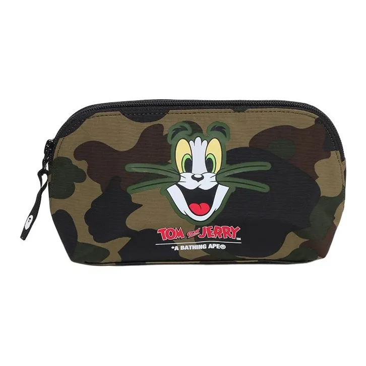 A BATHING APE Tom And Jerry Collaboration Fabric Storage Bag Yellow/Green-3