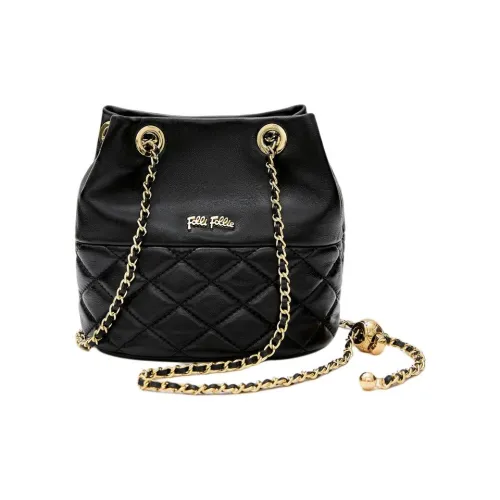 Folli Follie Sheepskin Crossbody Bag Medium Size Women's Noir Black