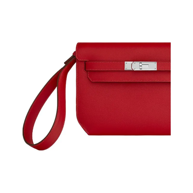 HERMES Kelly Depeches Evercolor Calfskin Clutch Men's 5X Rouge Piment Pepper Red-2
