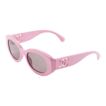 CHANEL Acetate Nylon Oval Sunglasses Women's Pink