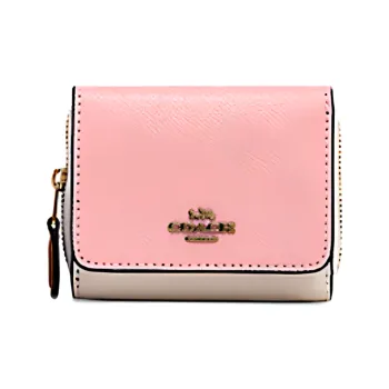 COACH Trifold Wallet Leather Wallet Women's Pink & White
