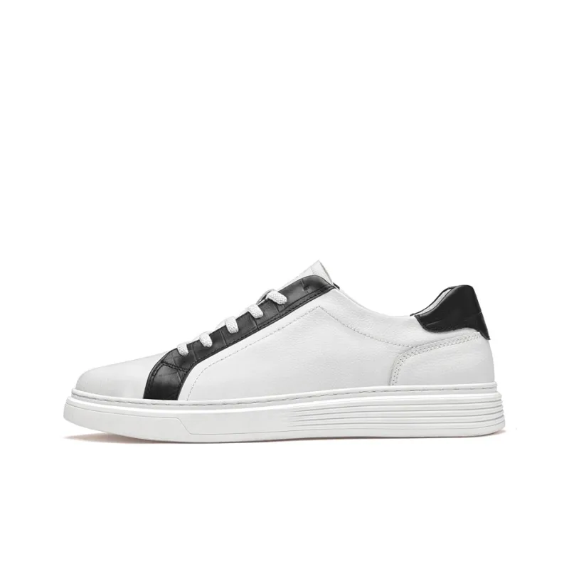 Kuding Skateboard Shoes Men Low Top White/Black-0