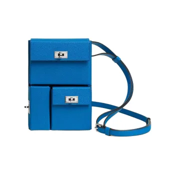 HERMES Epsom Calfskin Fanny Pack Sling Bag Women's B3 Bleu Zanzibar Tanzanian Blue