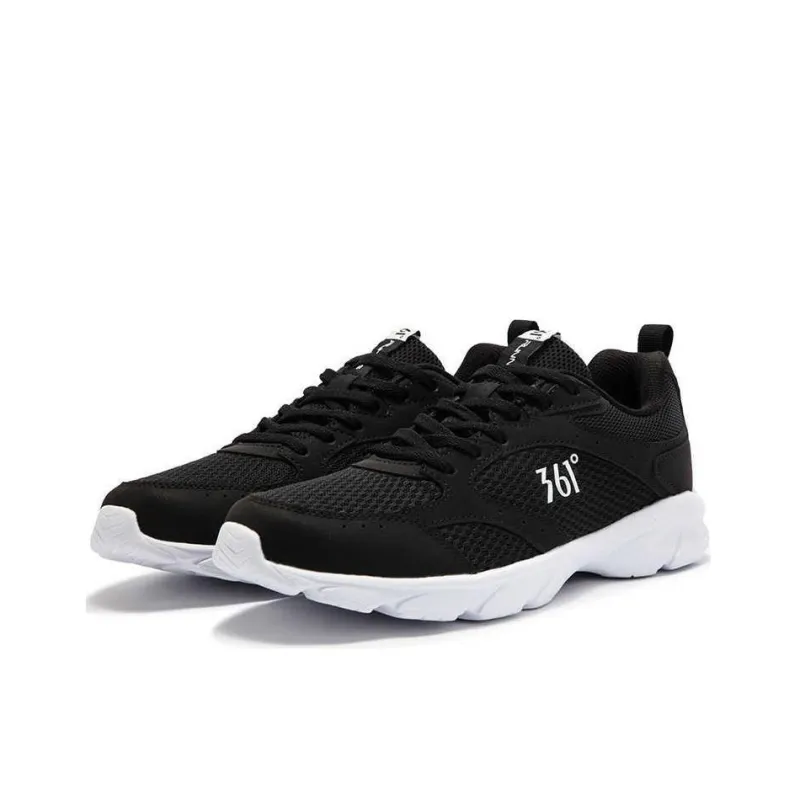 361° Anti Slip Wear Resistant Low Top Sprint Running Shoes Men's Black White-2