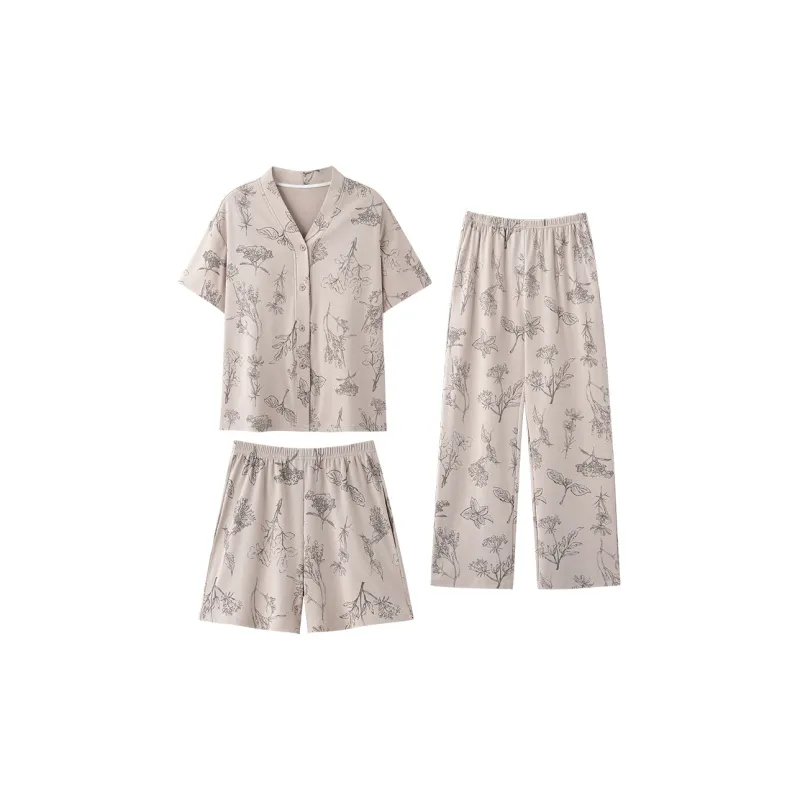 XIAFENYAN Pajama Set Women's Light Brown-0