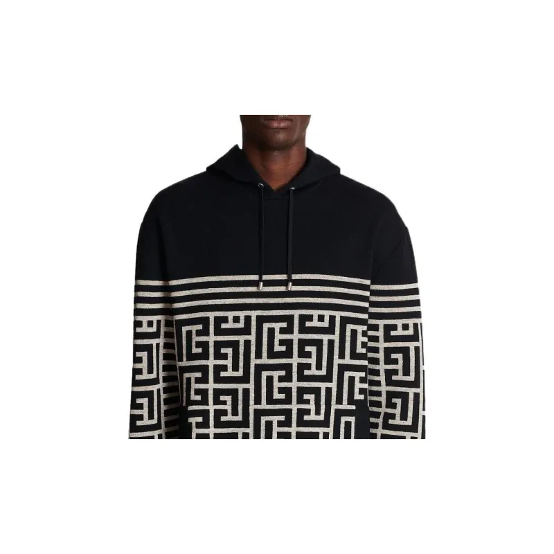 BALMAIN Pb Monogram Drawstring Hoodie-5