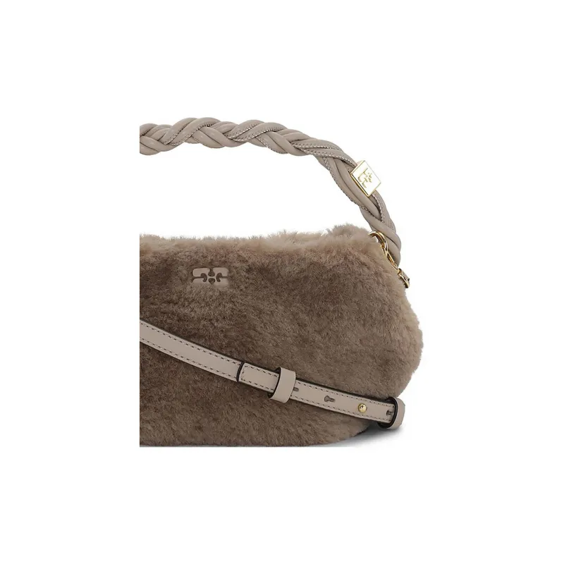 GANNI Recycled Polyester Shoulder Bag, Crossbody Bag, Handbag Mini Women's Oyster Gray-4