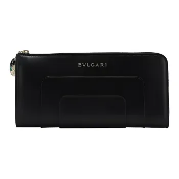 BVLGARI Leather Clutch Women's Black