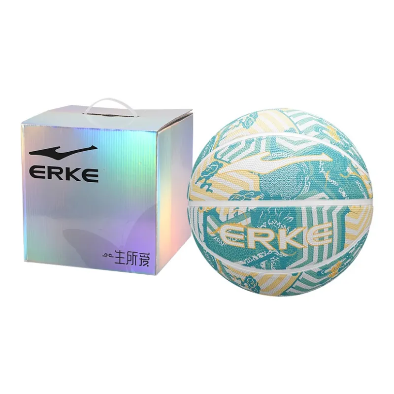 Erke Chinese Style Collection Rubber Basketball Cyan Size 7 Training Unisex-6