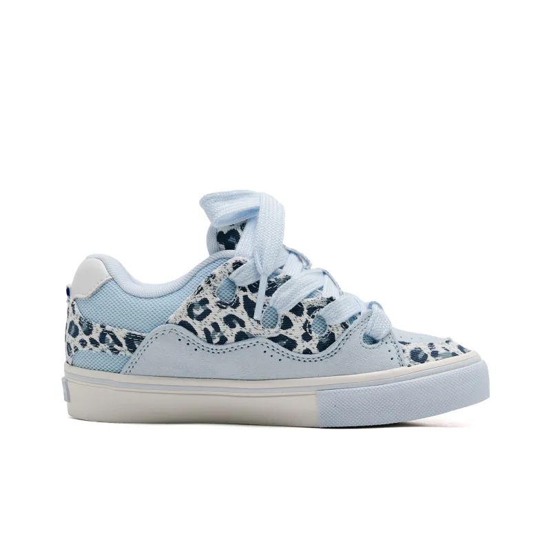 ABCIO Skateboard Shoes Unisex Low Top Leopard Print Blue-4