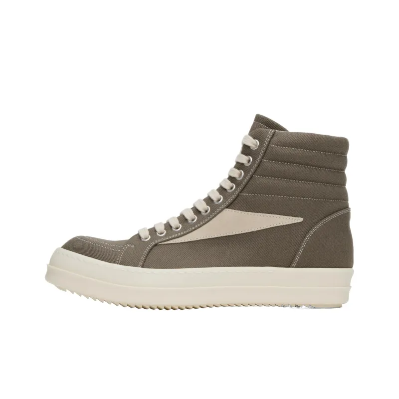 Rick Owens DRKSHDW High Top Canvas Shoes Men's Gray Green-0