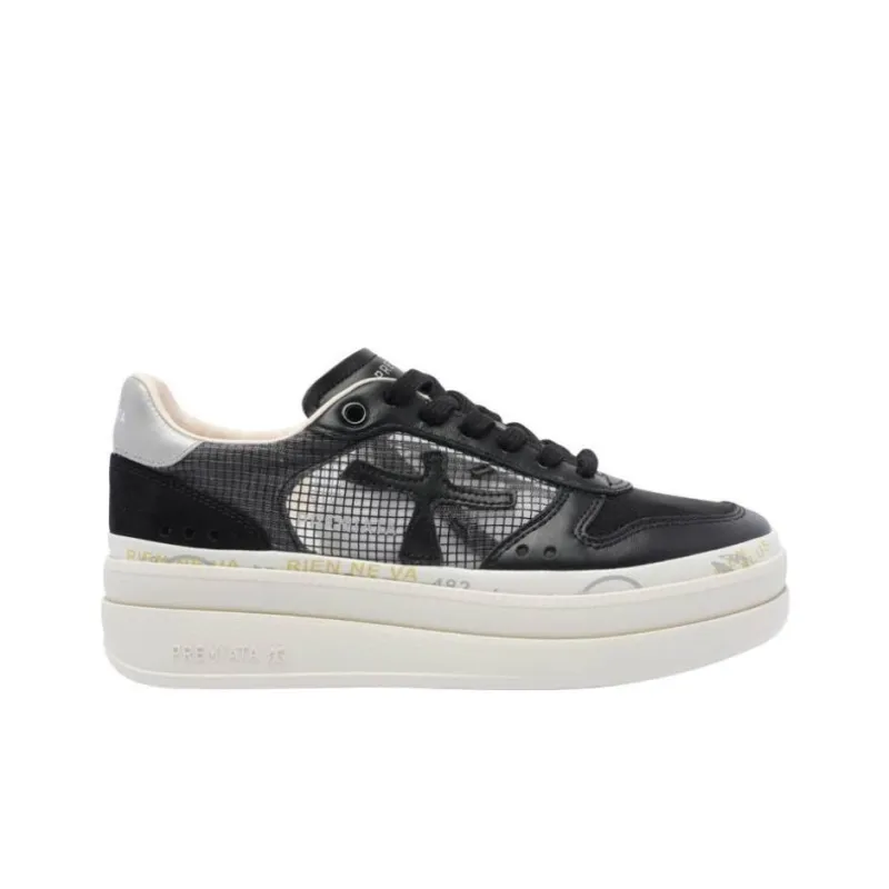 PREMIATA MICOL Abrasion Resistant Height Increasing Low Top Casual Shoes Women's Black White-1
