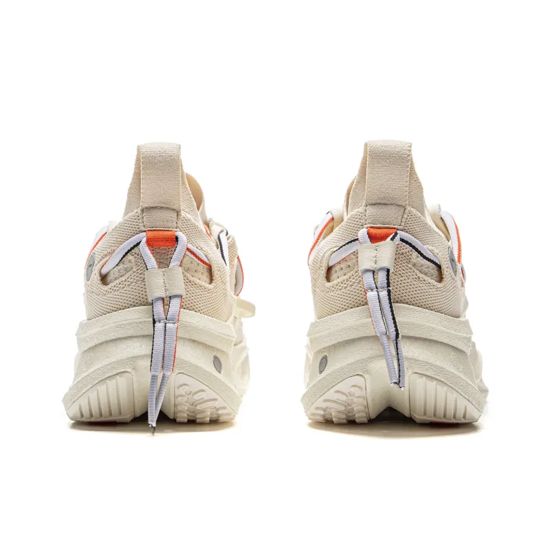 LiNing Anti Slip And Wear Resistant Reflective Low Top Casual Running Shoes Unisex Pearl White-5