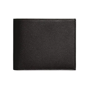 HERMES Citizen Twill Evergrain Calfskin Card Holder Regular Men's Black & French Blue & Sapphire Blue