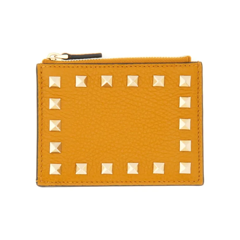 Valentino GARAVANI Leather Card Holder Women's Yellow-0