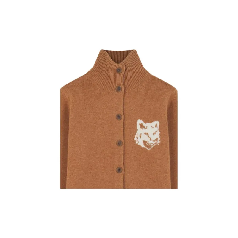 Maison Kitsune Fox Head Intarsia High Neck Cardigan-2