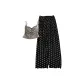 8368.5# Light Gray Camisole+Polka Dot Black Pants