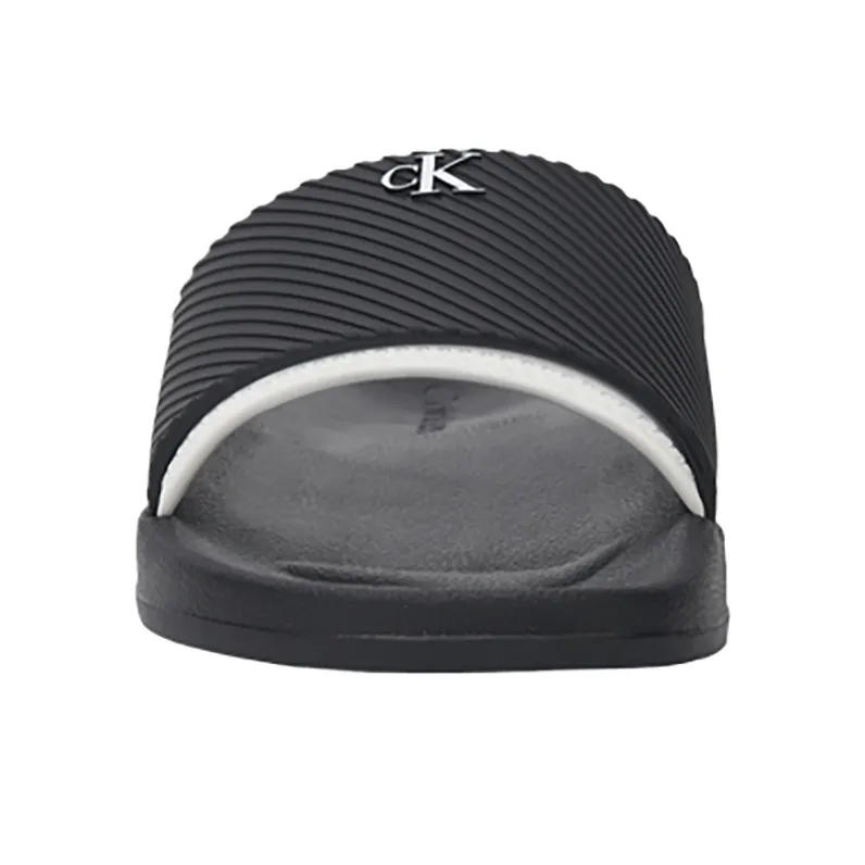 CKJ CALVIN KLEIN JEANS Slide Slippers Men's Black White-2