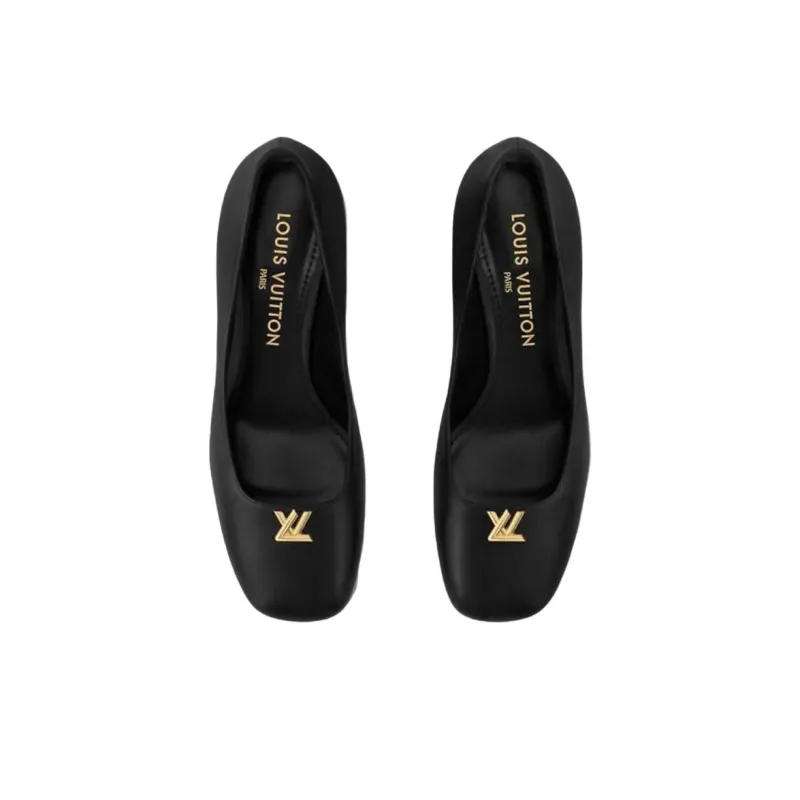 LOUIS VUITTON Swing Block Heel High Heels 5.5cm Women's Black-4