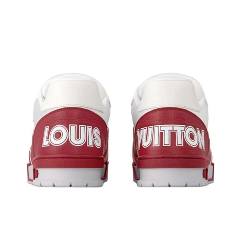 LOUIS VUITTON Trainer Low Top Skateboard Shoes Men's Red-4
