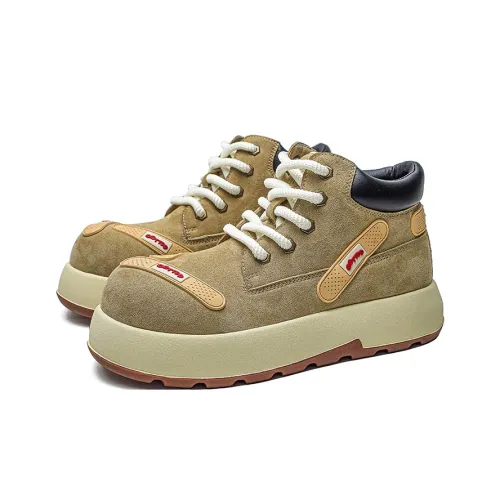 Shoe Cabinet Floral Language Ankle Boots Unisex Khaki