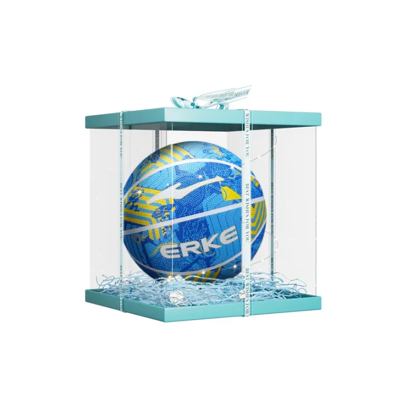 Erke RKLQ23267 Rubber Basketball Vast Sea Blue Size 7 Ball Training Unisex-9