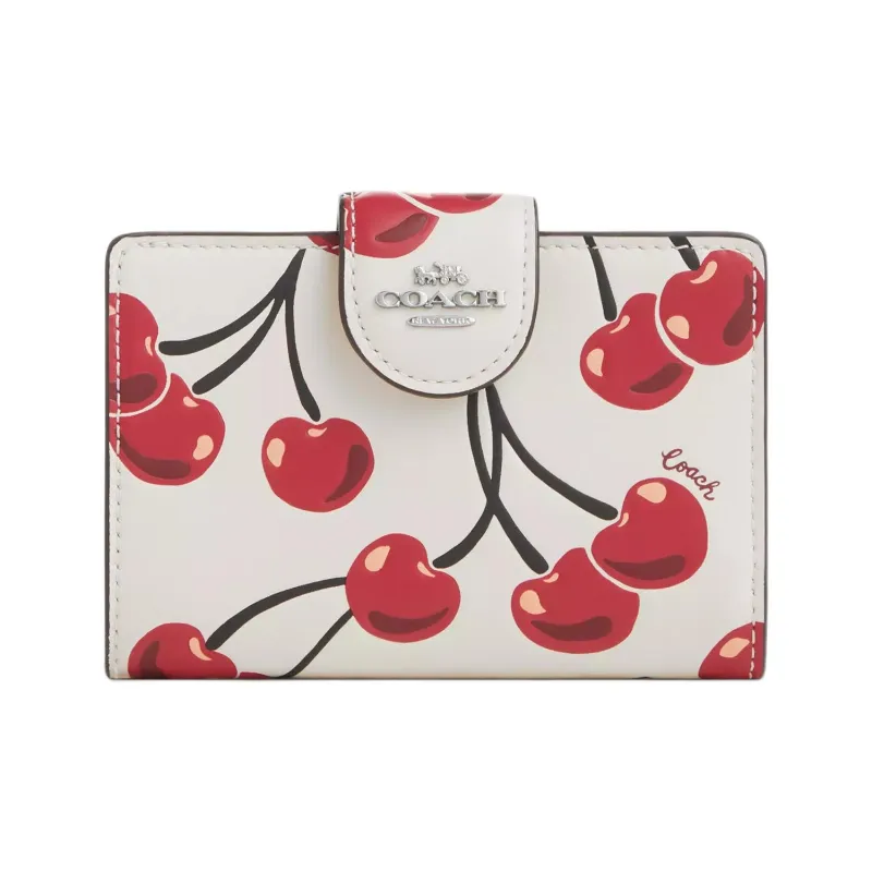 COACH Leather Wallet Mini Women's White-0