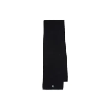 FRED PERRY Wool Cotton Knit Scarves Men's Black