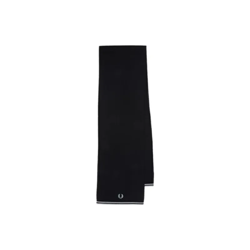 FRED PERRY Wool Cotton Knit Scarves Men's Black-0