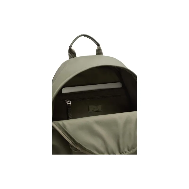 ZARA Polyester Backpack Regular Unisex Khaki Green-4