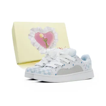 FULLXUAN Niche Casual Fashion Slip Resistant Low Top Skateboard Shoes Women's Light Blue Box Included
