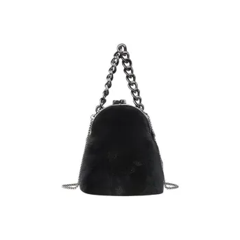 DEERE JACK Rabbit Fur Shoulder Bag, Crossbody Bag, Handbag Medium Size Women's Black