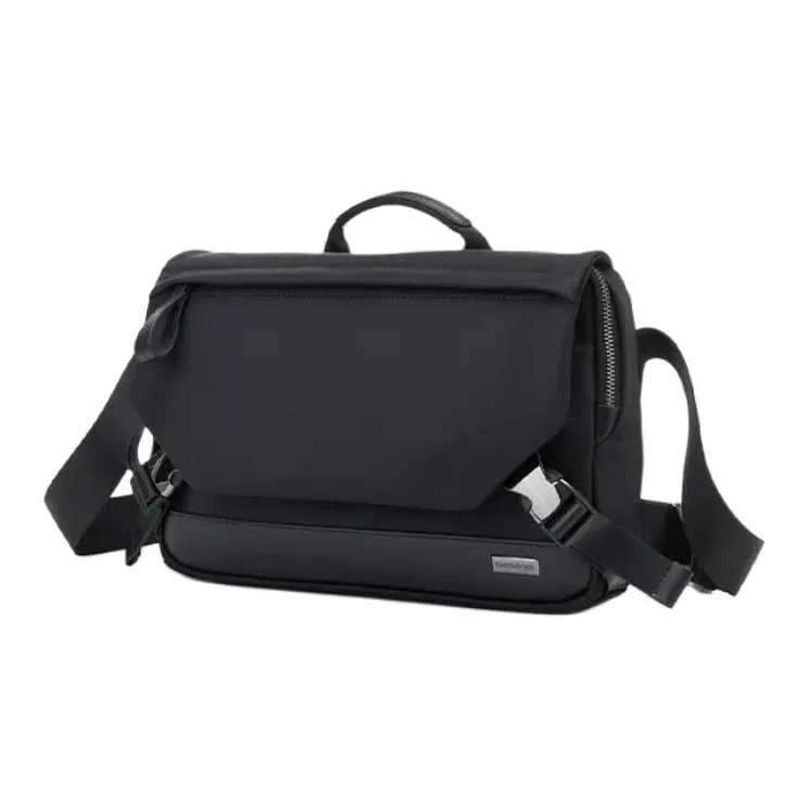 SAMSONITE Fabric With Cow Leather And Synthetic Leather Shoulder Bag Crossbody Bag Handbag Men's Black-1