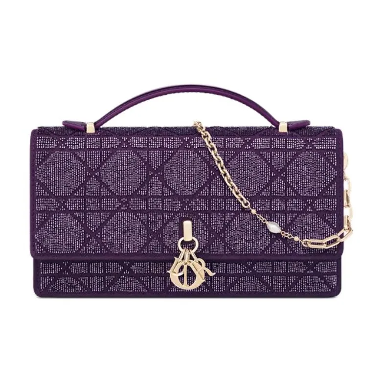 DIOR My Dior Cotton With Silk And Calfskin Handbag Mini Women's Purple-0