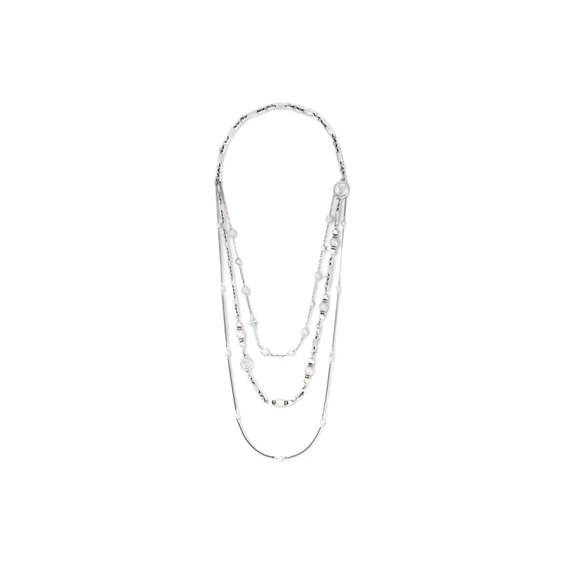 LOUIS VUITTON Metal Resin Bead Necklaces Women's Silver-1