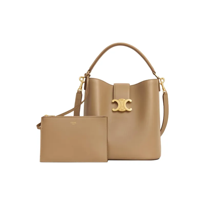 CELINE Calfskin Shoulder Bag Crossbody Bag Handbag Medium Size Women's Smoky Brown-1