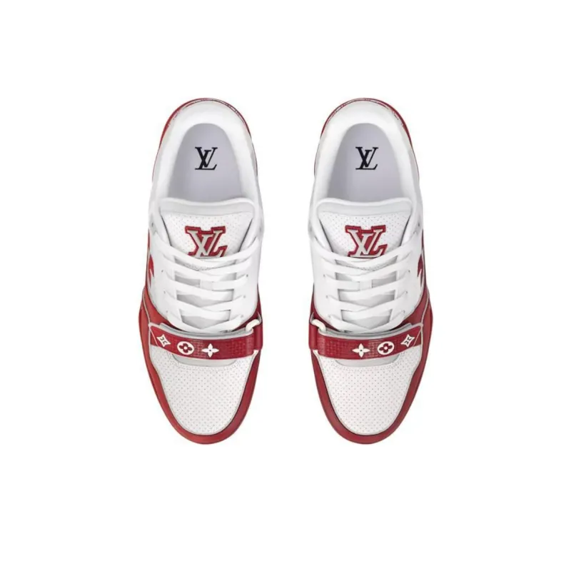 LOUIS VUITTON Trainer Low Top Skateboard Shoes Men's Red-3
