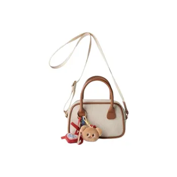 ZARA Butter Bear Collaboration Cotton Bowling Bag Shoulder Bag Crossbody Bag Handbag Mini Women's Light Beige Yellow