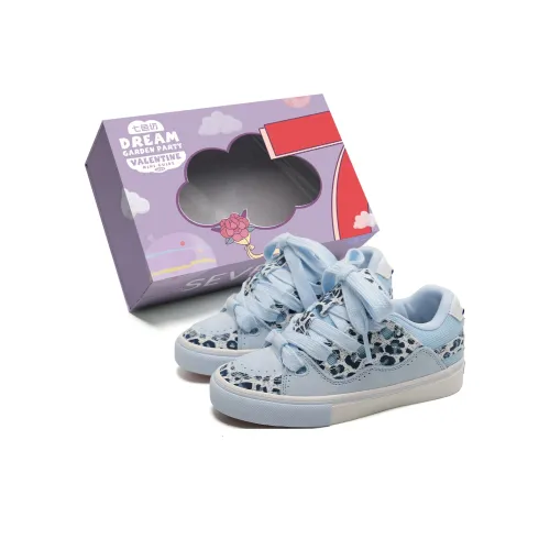 7 SEVFUN Lightweight Height Increasing Low Top Skateboard Shoes Unisex Leopard Print Blue